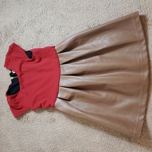 Ruum Red and Brown faux leather skirt dress dress size 8